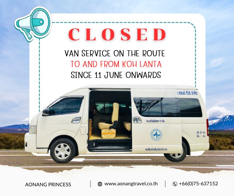 Closed van service on Koh Lanta route